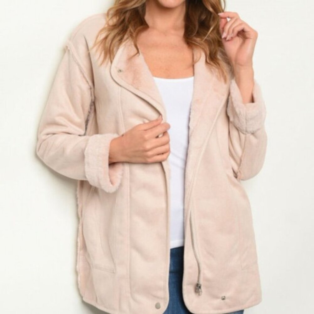 SUEDE FUR LINED COAT PINK